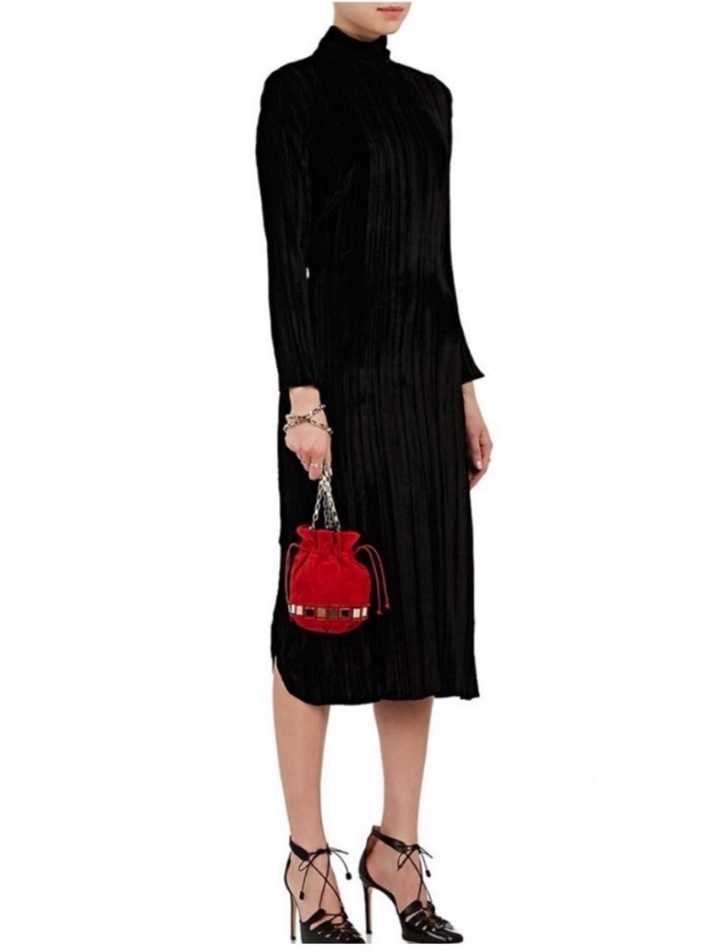 Masscob Black Velvet Long Sleeve Ravel Dress XS